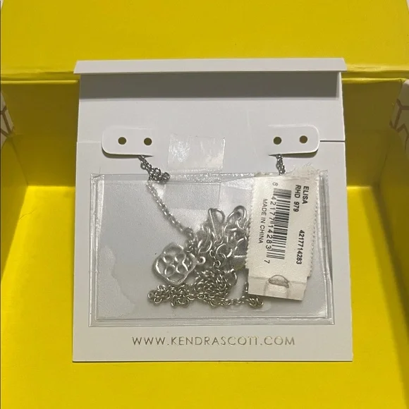 Kendra Scott Silver Necklace with Glittering Dark Pendant - Picture 2 of 2